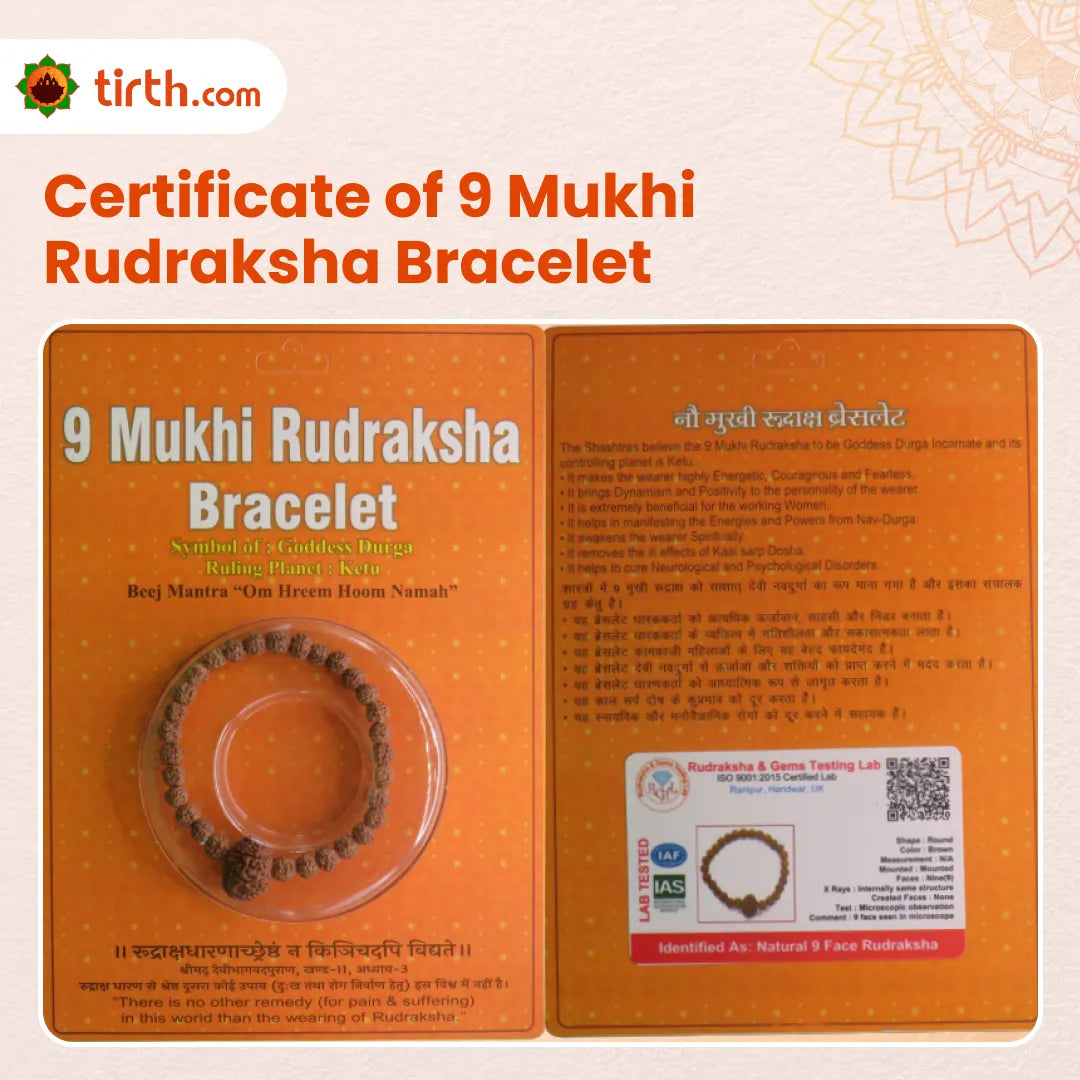Original 9 Mukhi Rudraksha Bracelet (Java 1 Bead) – Natural 9 Face Rudraksha Wrist Bracelet for Courage, Protection & Divine Energy