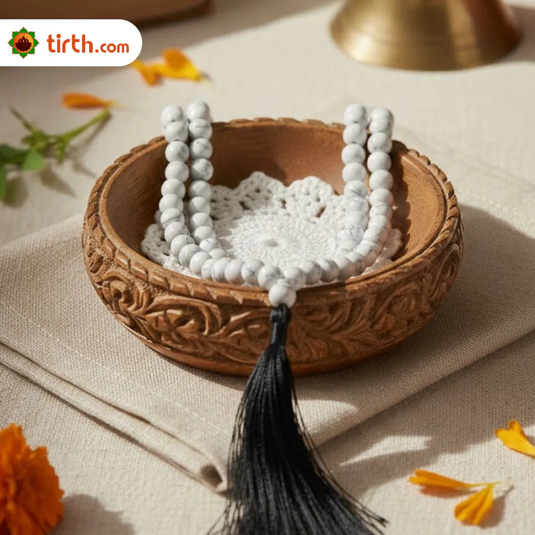 Natural Black Rutilated Quartz Mala – Black Rutile Gemstone Jap Mala for Protection, Focus & Energy Clarity (108 Beads)