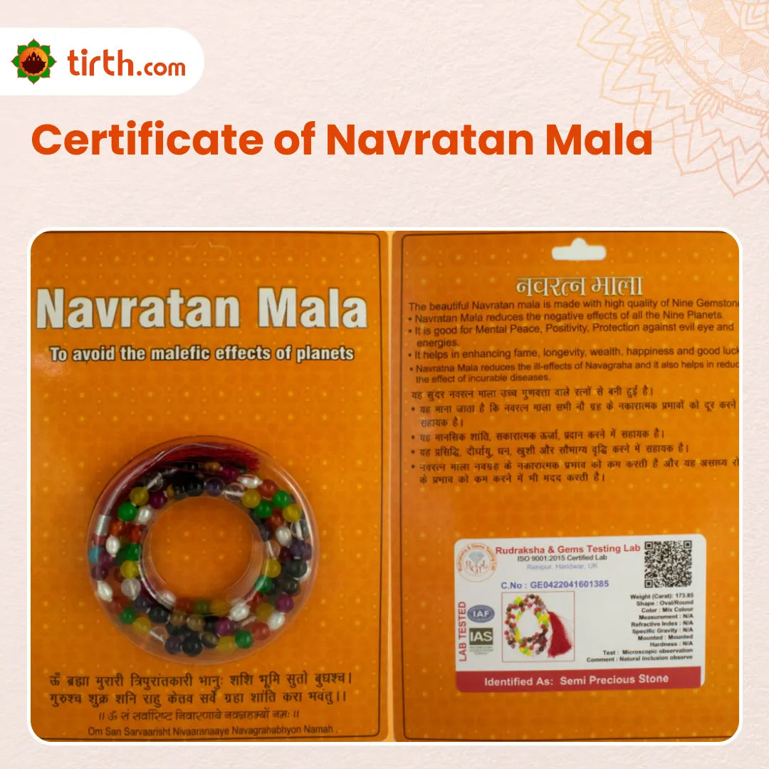 Navratna Gemstone Mala – Sacred 9 Planet Gemstone Mala for Planetary Balance, Spiritual Harmony & Positive Energy