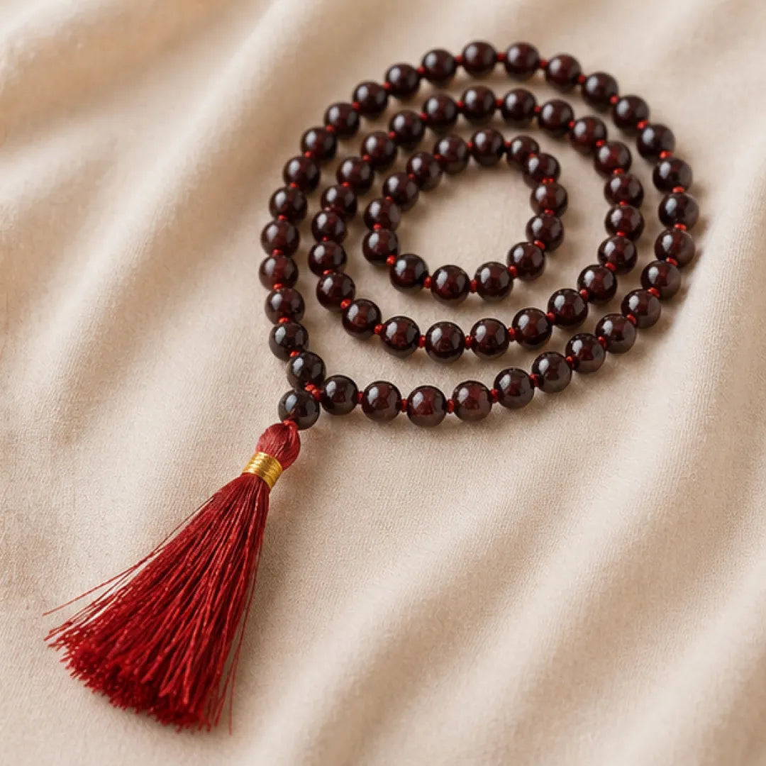 Red Sandalwood Mala – Natural Lal Chandan Mala for Energy, Devotion & Spiritual Strength