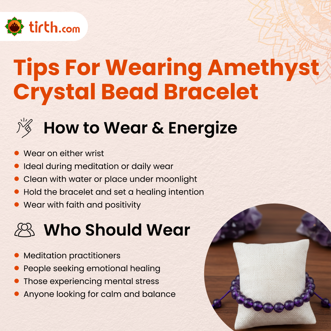 Tirth Amethyst Crystal Bead Bracelet for Meditation & Healing