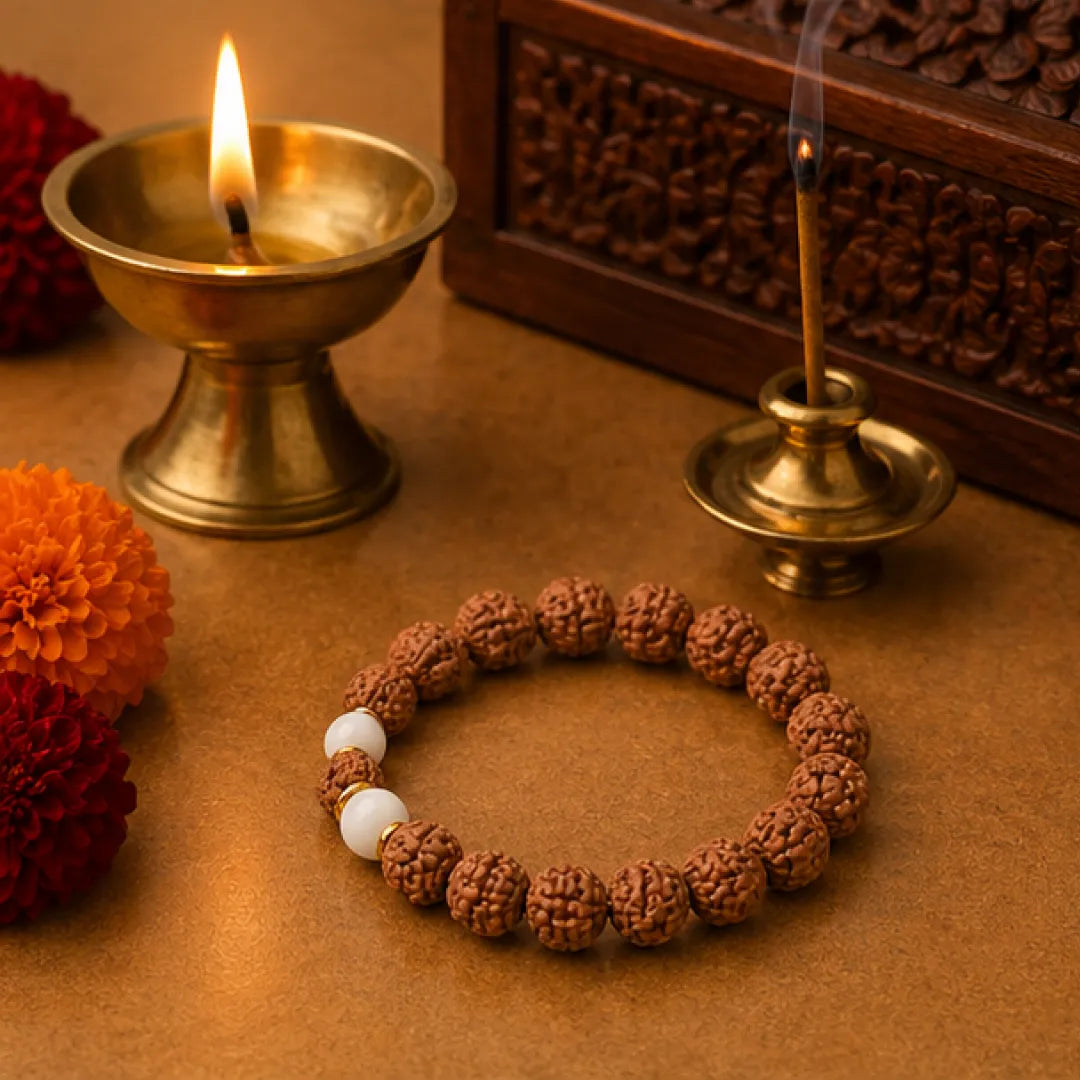 Original 11 Mukhi Rudraksha Bracelet (Java 1 Bead) – Natural 11 Face Rudraksha Wrist Bracelet for Courage, Spiritual Power & Focus
