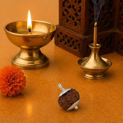 Original 13 Mukhi Rudraksha Java – Attraction & Manifestation Bead (Without Cap / Golden Cap / White Cap)
