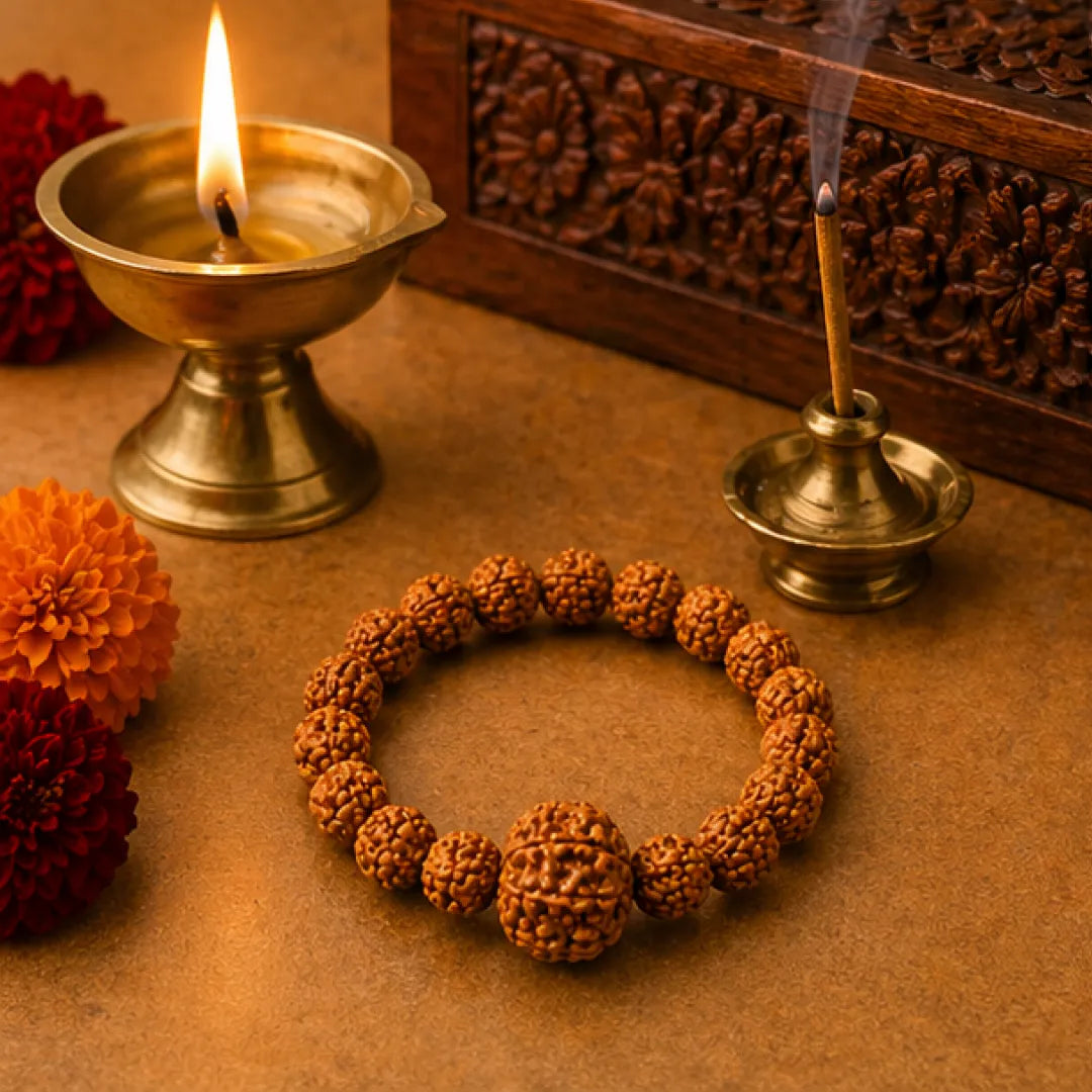 13 Mukhi Rudraksha Bracelet (Java 1 Bead) – Natural 13 Face Rudraksha Wrist Bracelet for Attraction, Confidence & Creative Energy