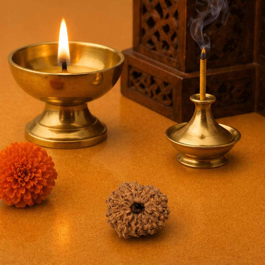 Original 14 Mukhi Rudraksha Java – Devmani Intuition & Divine Protection Bead (Without Cap / Golden Cap / White Cap)