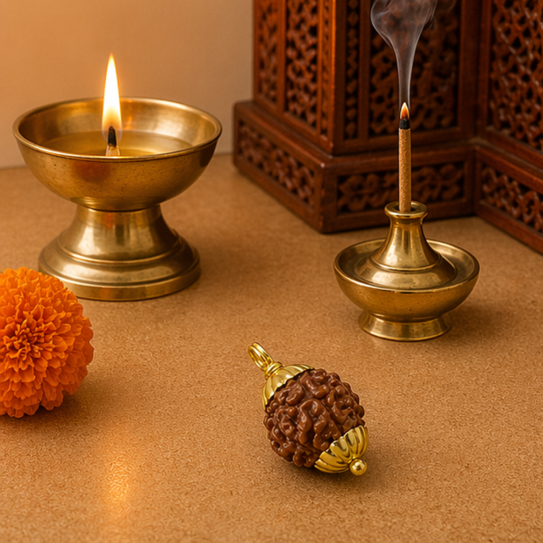 Original 3 Mukhi Rudraksha Nepali – Agni Shakti Power Bead (Without Cap / Golden Cap / White Cap)