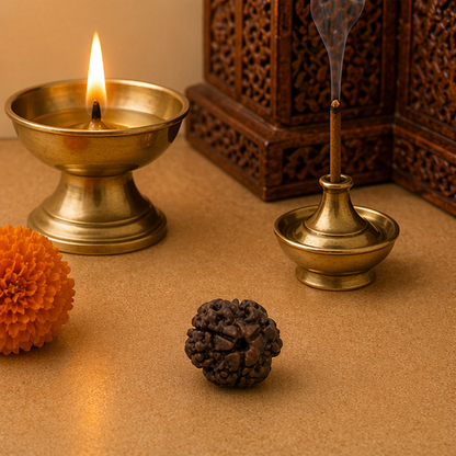 Original 3 Mukhi Rudraksha Nepali – Agni Shakti Power Bead (Without Cap / Golden Cap / White Cap)