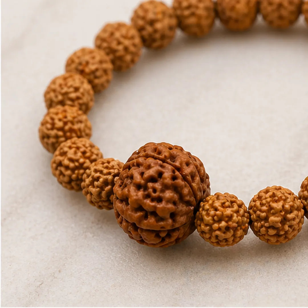 Original 4 Mukhi Rudraksha Bracelet (All Java Beads) – Natural 4 Face Rudraksha Wrist Bracelet for Knowledge, Confidence & Clear Communication