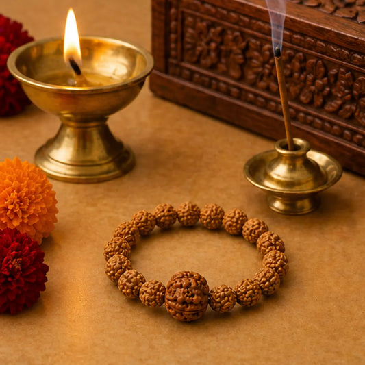 Original 4 Mukhi Rudraksha Bracelet (All Java Beads) – Natural 4 Face Rudraksha Wrist Bracelet for Knowledge, Confidence & Clear Communication