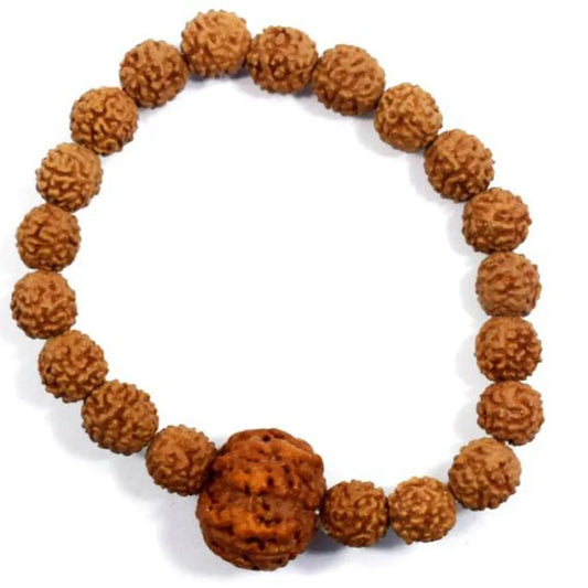 Original 4 Mukhi Rudraksha Bracelet (All Java Beads) – Natural 4 Face Rudraksha Wrist Bracelet for Knowledge, Confidence & Clear Communication