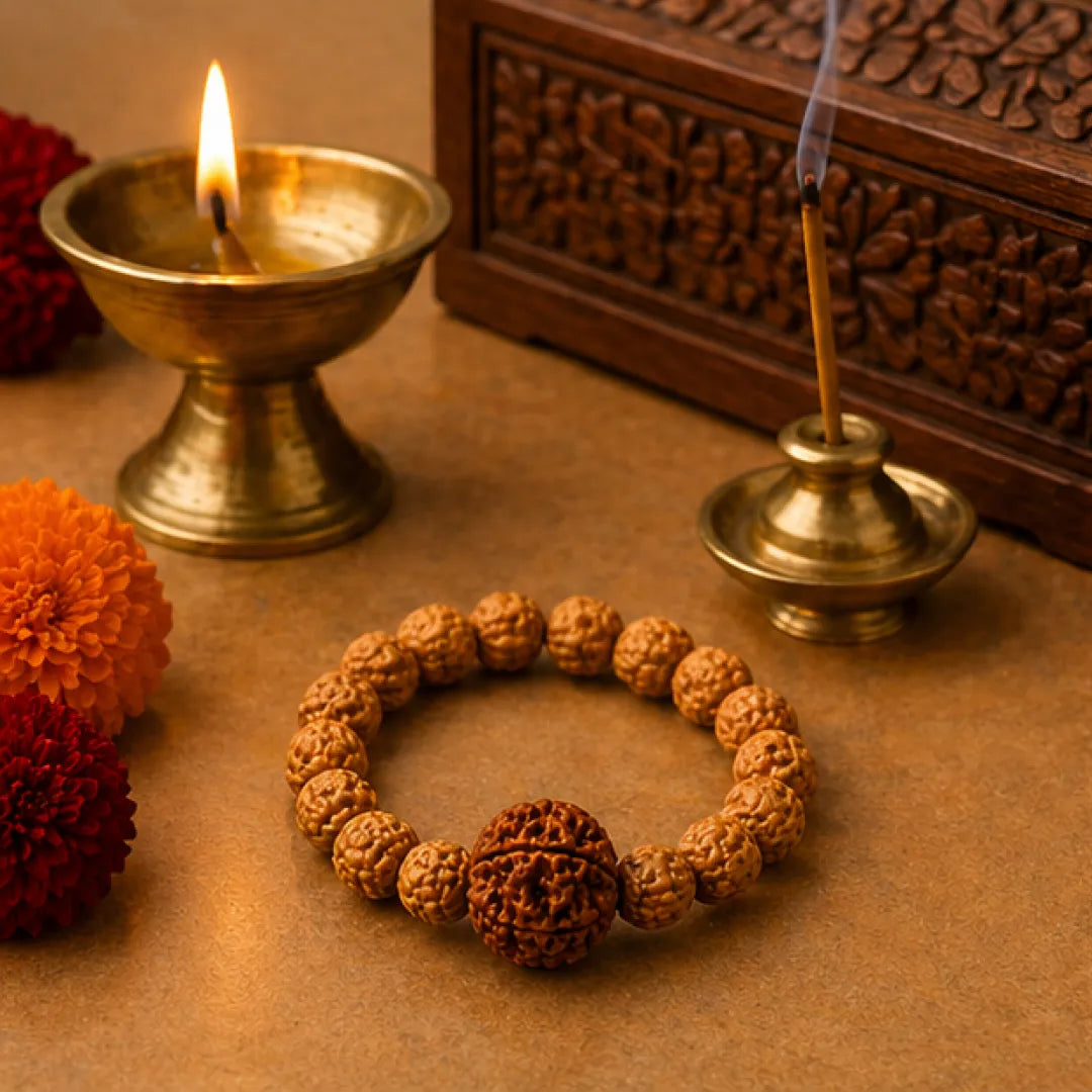Original 6 Mukhi Rudraksha Bracelet (All Java Beads) – Natural 6 Face Rudraksha Wrist Bracelet for Confidence, Discipline & Balanced Energy
