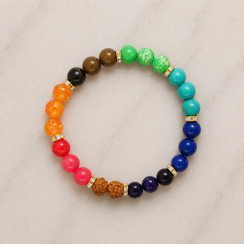 7 Chakra Bracelet (3 Set Stones) – Natural Triple Chakra Crystal Bracelet for Balance, Positivity & Spiritual Harmony