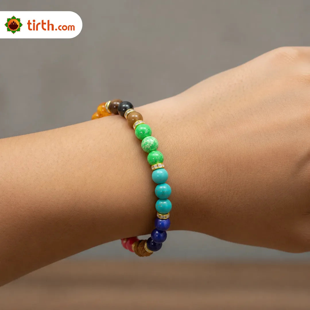 7 Chakra Bracelet (3 Set Stones) – Natural Triple Chakra Crystal Bracelet for Balance, Positivity & Spiritual Harmony