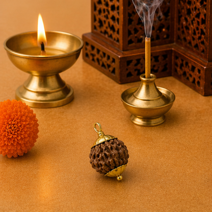 Original 7 Mukhi Rudraksha Nepali – Mahalakshmi Prosperity & Stability Bead (Without Cap / Golden Cap / White Cap)