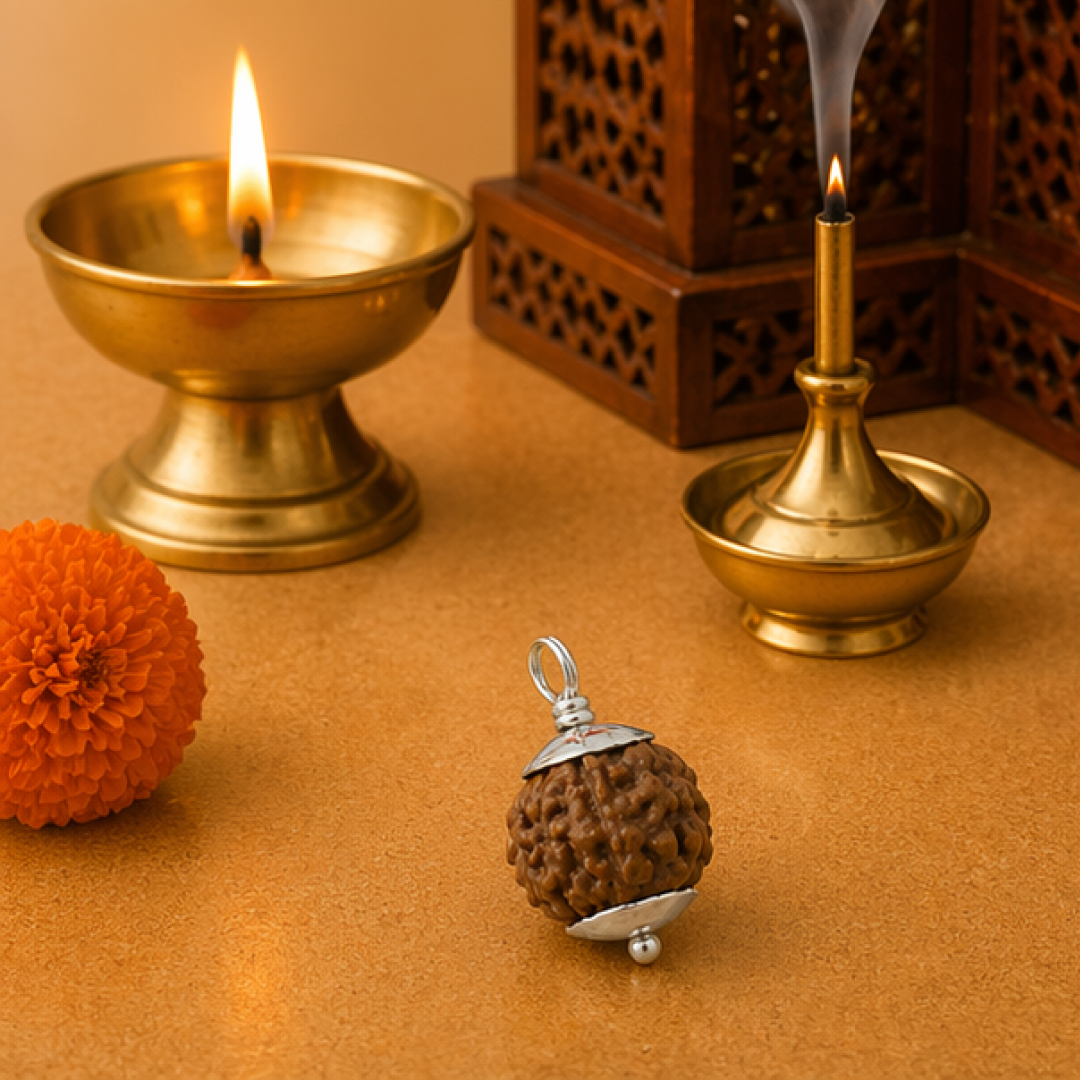 Original 7 Mukhi Rudraksha Nepali – Mahalakshmi Prosperity & Stability Bead (Without Cap / Golden Cap / White Cap)