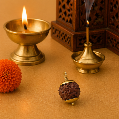 Original 8 Mukhi Rudraksha Java – Vighnaharta Protection Bead (Without Cap / Golden Cap / White Cap)
