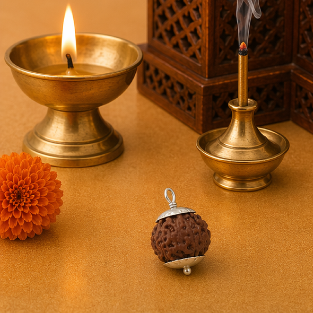 Original 8 Mukhi Rudraksha Java – Vighnaharta Protection Bead (Without Cap / Golden Cap / White Cap)