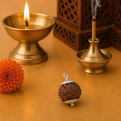 Original 8 Mukhi Rudraksha Java – Vighnaharta Protection Bead (Without Cap / Golden Cap / White Cap)