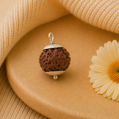 Original 8 Mukhi Rudraksha Java – Vighnaharta Protection Bead (Without Cap / Golden Cap / White Cap)
