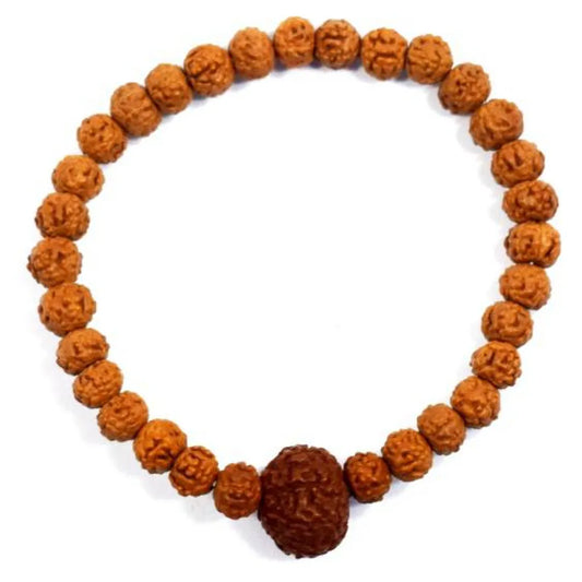 Original 9 Mukhi Rudraksha Bracelet (Java 1 Bead) – Natural 9 Face Rudraksha Wrist Bracelet for Courage, Protection & Divine Energy