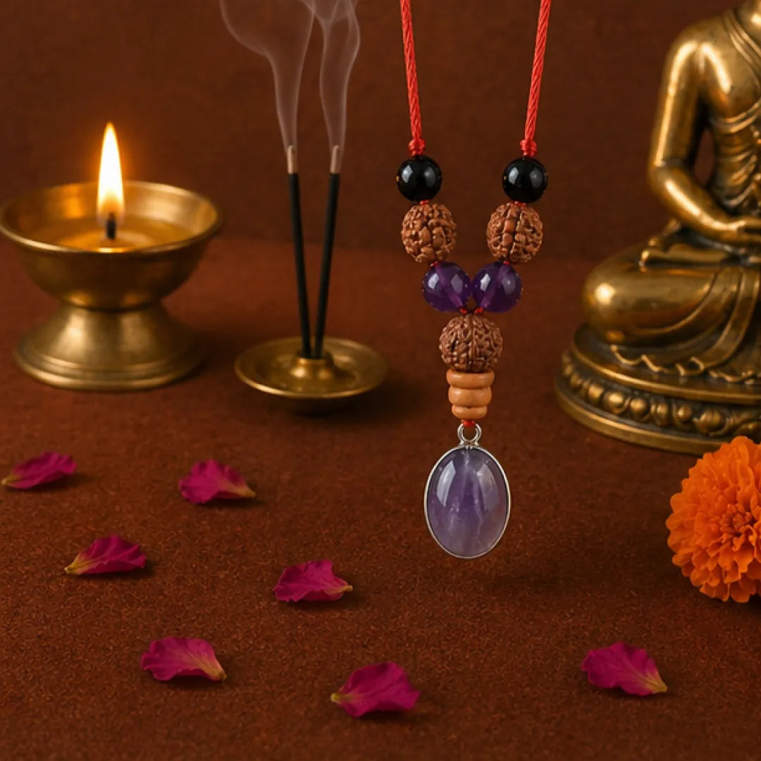 Aquarius Rashi Kavach Mala – Kumbh Rashi Rudraksha Kavach Mala (7, 9, 11 Mukhi) for Stability, Protection & Focus