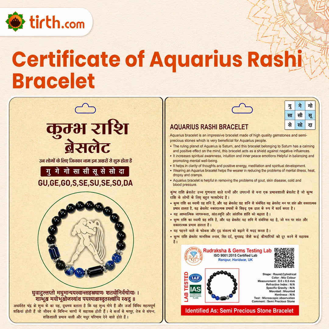 Aquarius Rashi Bracelet – Kumbh Zodiac Bracelet for Vision & Stability