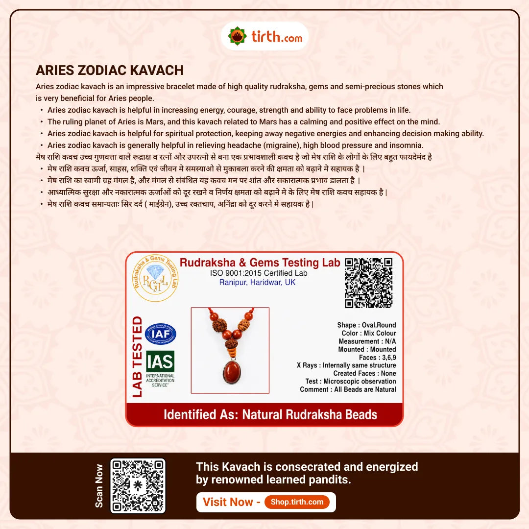 Aries Rashi Kavach Mala – Mesha Rashi Rudraksha Kavach Mala (9, 11, 14 Mukhi) for Strength, Protection & Confidence