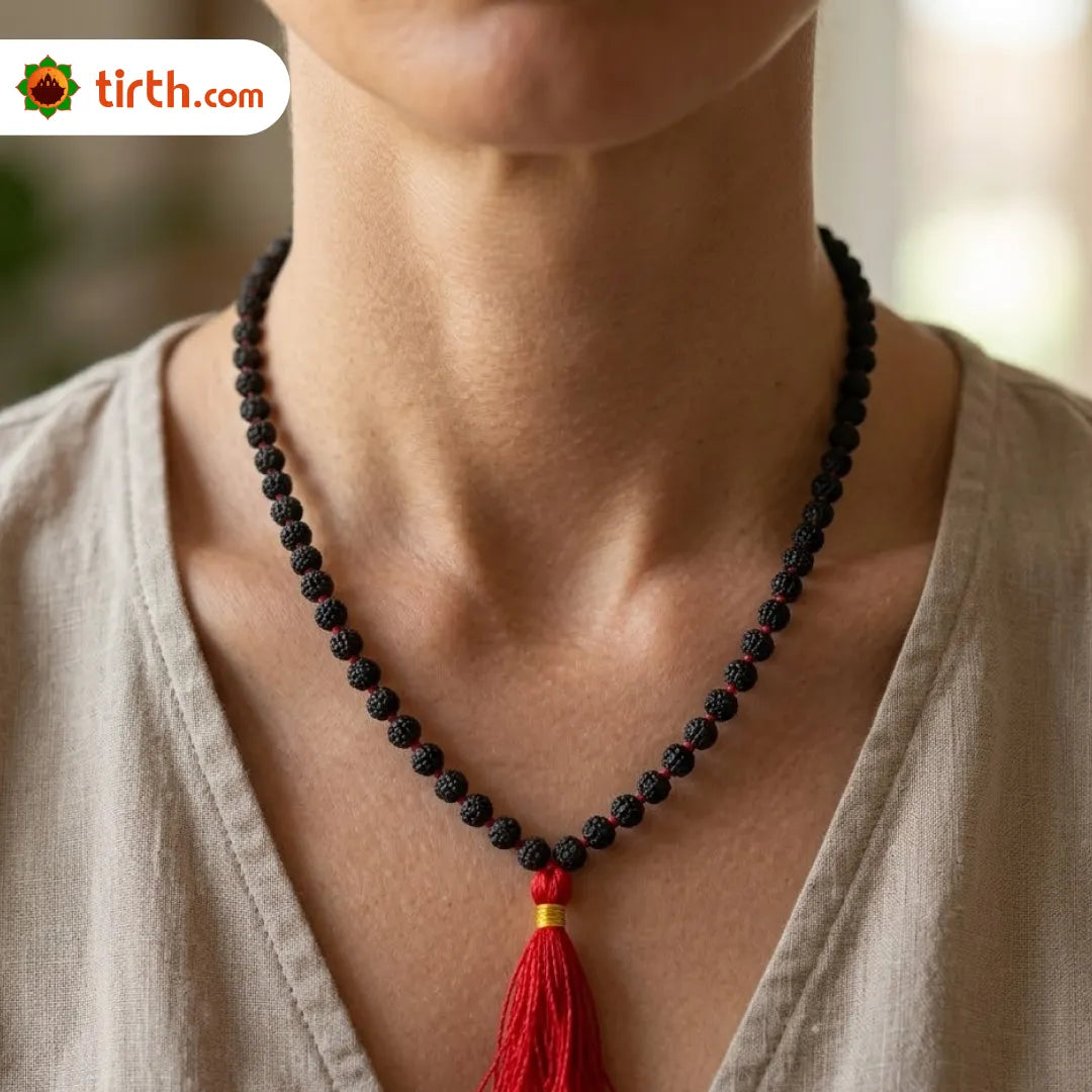 Black Rudraksha Mala (5mm, 6mm, 7mm, 8mm) – Natural Black Rudraksha Bead Mala for Protection, Grounding & Spiritual Discipline
