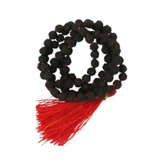 Natural Black Rudraksha Mala (5mm / 6mm / 7mm / 8mm) – 108 Bead Spiritual Rudraksha Jap Mala for Protection & Grounded Discipline