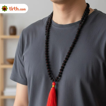 Black Rudraksha Mala (5mm, 6mm, 7mm, 8mm) – Natural Black Rudraksha Bead Mala for Protection, Grounding & Spiritual Discipline