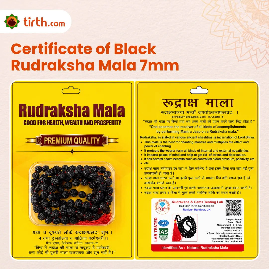 Black Rudraksha Mala (5mm, 6mm, 7mm, 8mm) – Natural Black Rudraksha Bead Mala for Protection, Grounding & Spiritual Discipline