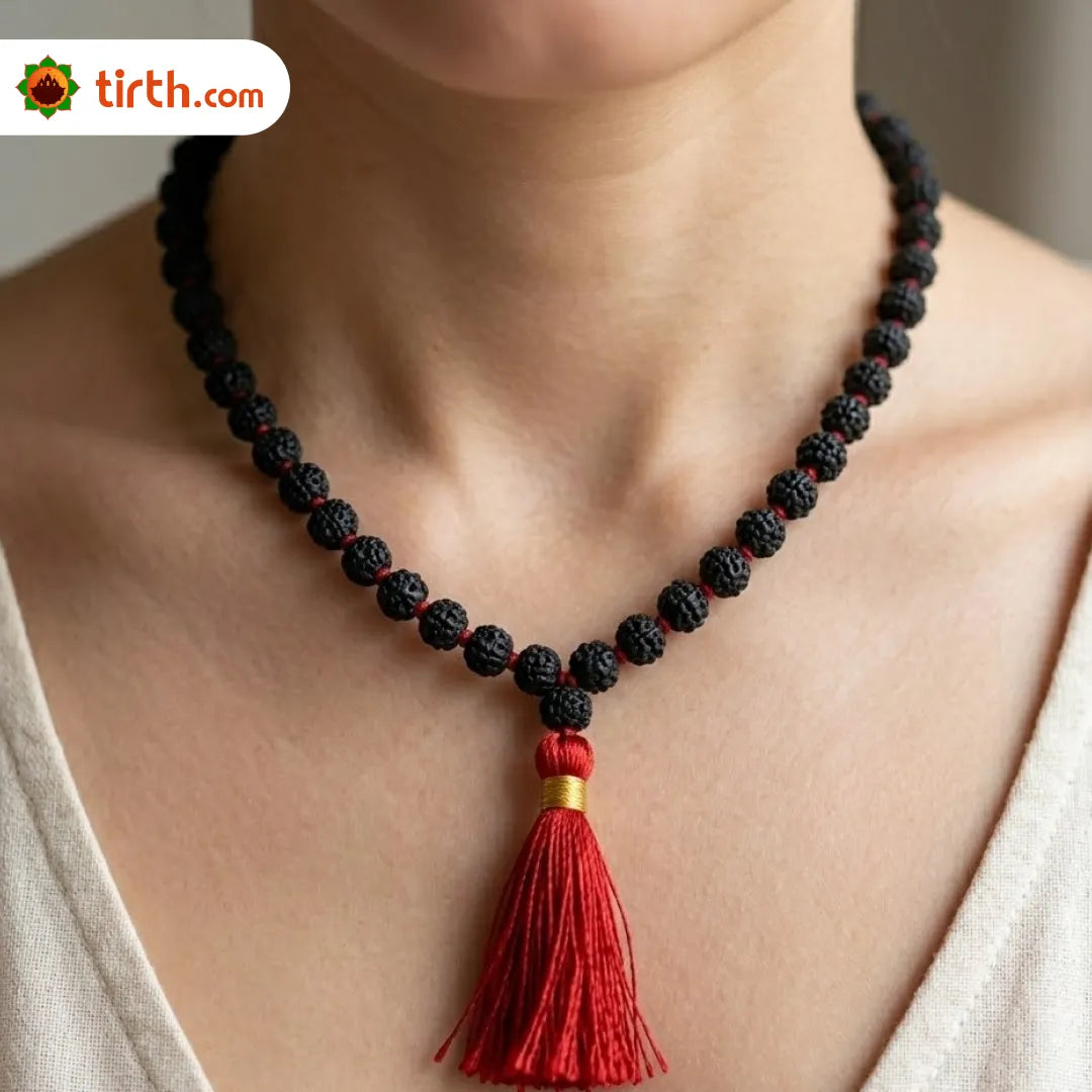Black Rudraksha Mala (5mm, 6mm, 7mm, 8mm) – Natural Black Rudraksha Bead Mala for Protection, Grounding & Spiritual Discipline