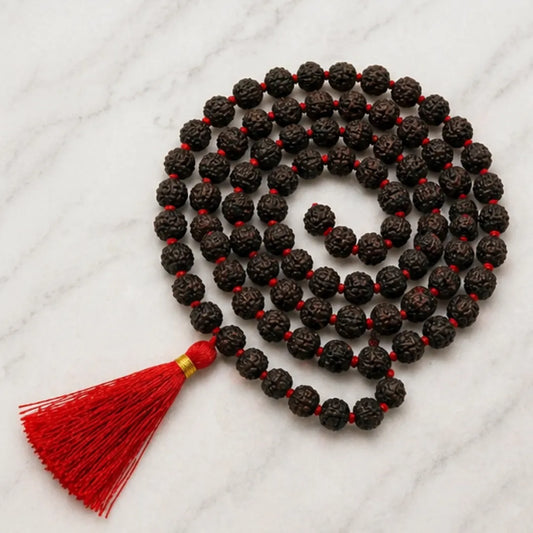 Black Rudraksha Mala (5mm, 6mm, 7mm, 8mm) – Natural Black Rudraksha Bead Mala for Protection, Grounding & Spiritual Discipline