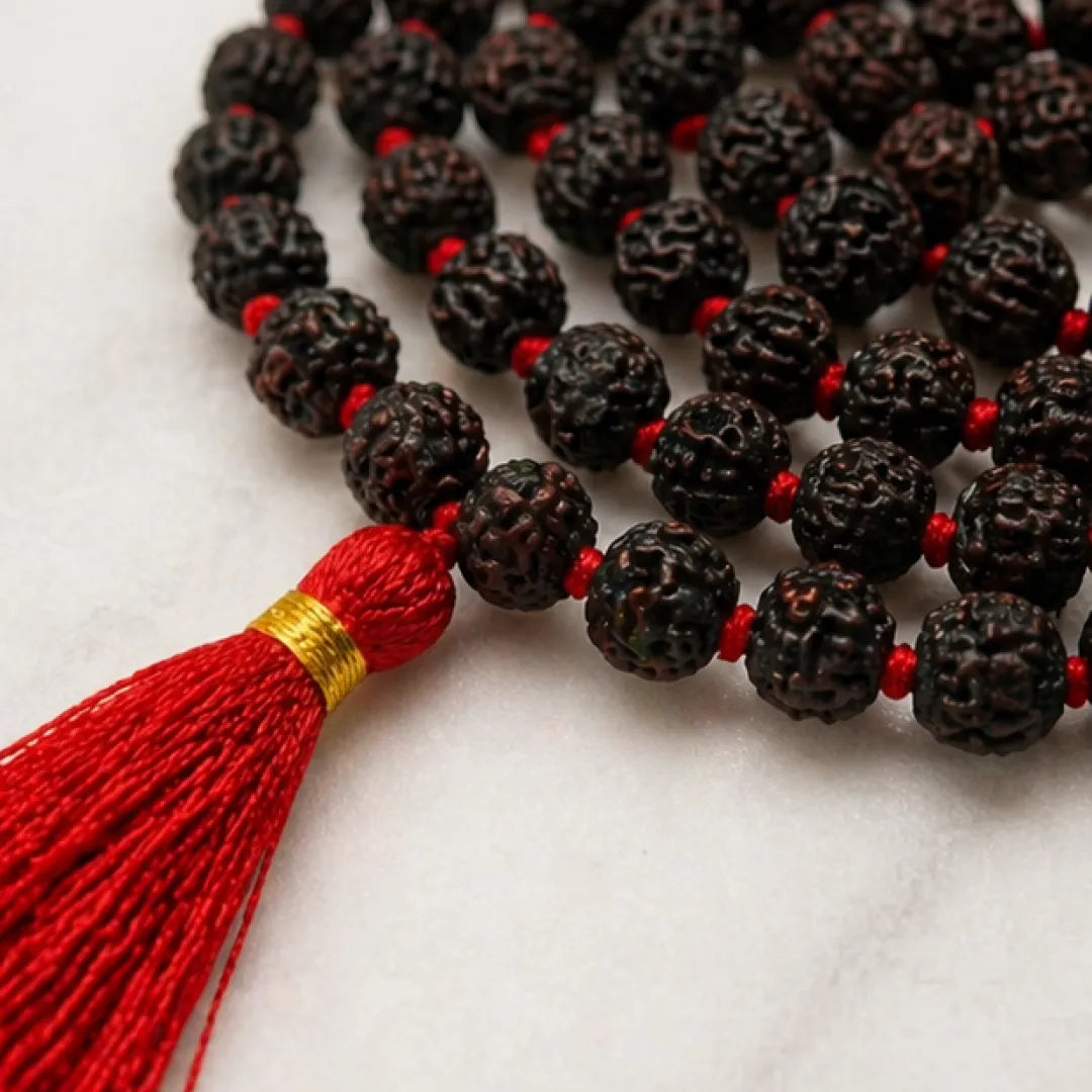 Black Rudraksha Mala (5mm, 6mm, 7mm, 8mm) – Natural Black Rudraksha Bead Mala for Protection, Grounding & Spiritual Discipline