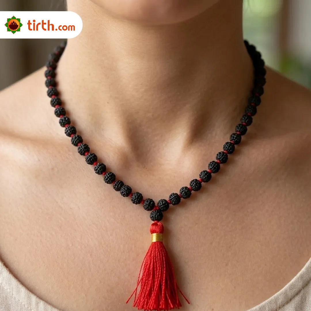 Black Rudraksha Mala (5mm, 6mm, 7mm, 8mm) – Natural Black Rudraksha Bead Mala for Protection, Grounding & Spiritual Discipline