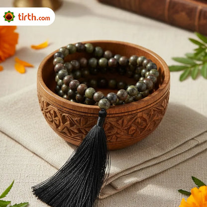 Natural Dragon Blood Jasper Mala – Dragon Blood Stone Jap Mala for Courage, Vitality & Grounded Strength (108 Beads)