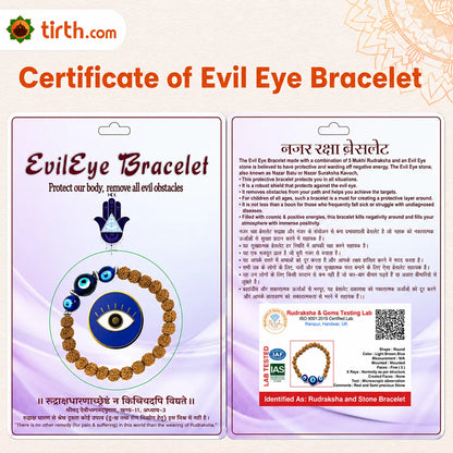 Rudraksha Evil Eye Bracelet – Natural Rudraksha Bracelet with Evil Eye Charm for Protection, Positivity & Spiritual Balance