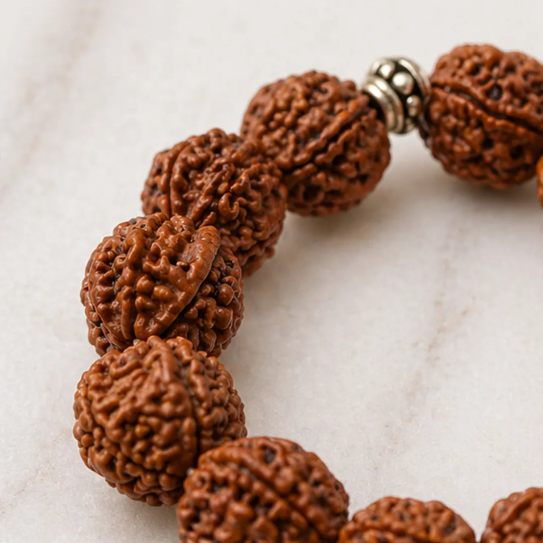 Ganesh Rudraksha Bracelet (Nepali 1 Bead) – Natural Ganesh Face Rudraksha Wrist Bracelet for Obstacle Removal & Wisdom