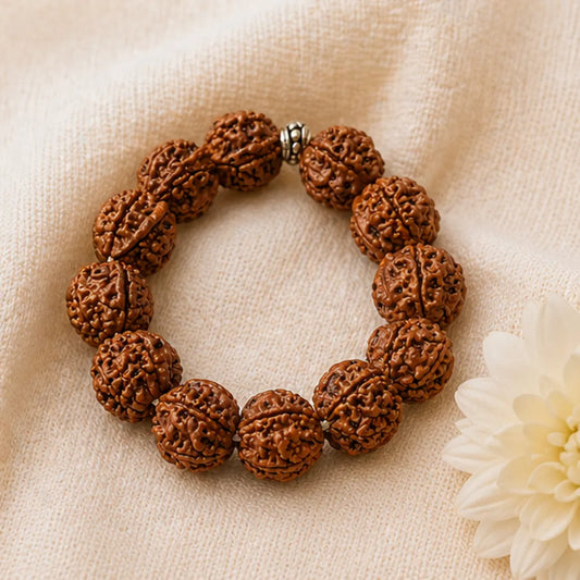 Ganesh Rudraksha Bracelet (Nepali 1 Bead) – Natural Ganesh Face Rudraksha Wrist Bracelet for Obstacle Removal & Wisdom
