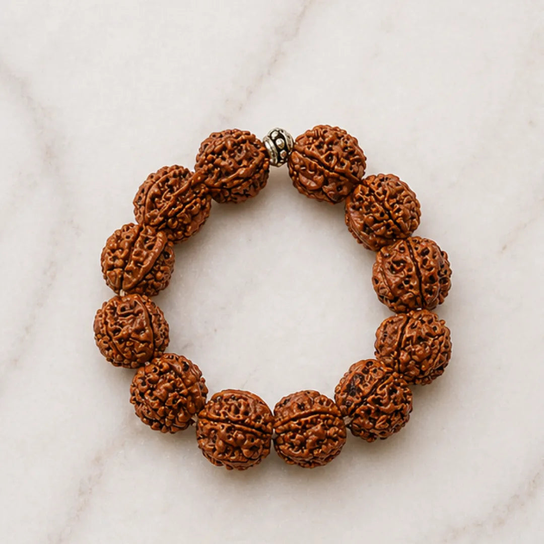 Ganesh Rudraksha Bracelet (Nepali 1 Bead) – Natural Ganesh Face Rudraksha Wrist Bracelet for Obstacle Removal & Wisdom