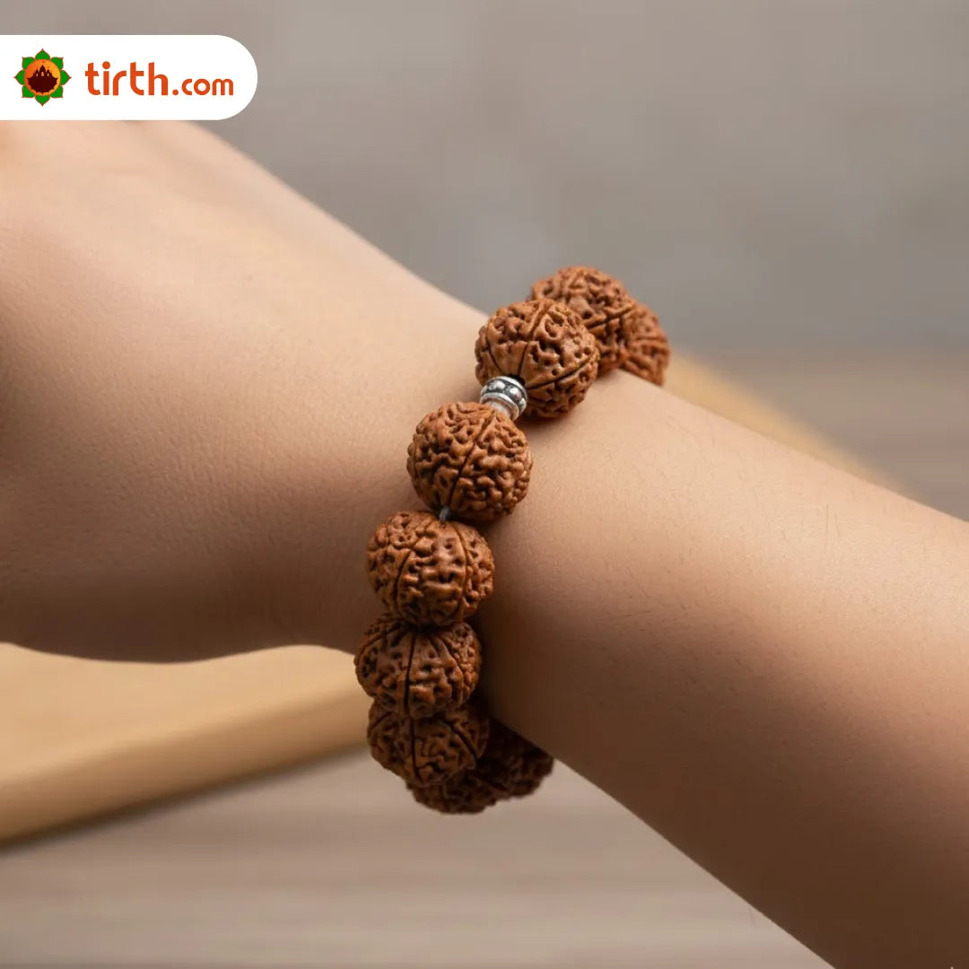 Ganesh Rudraksha Bracelet (Nepali 1 Bead) – Natural Ganesh Face Rudraksha Wrist Bracelet for Obstacle Removal & Wisdom