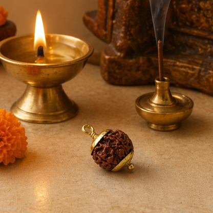 Original Ganesh Rudraksha Nepali – Rare Vighnaharta Bead for Obstacle Removal (Without Cap / Golden Cap / White Cap)