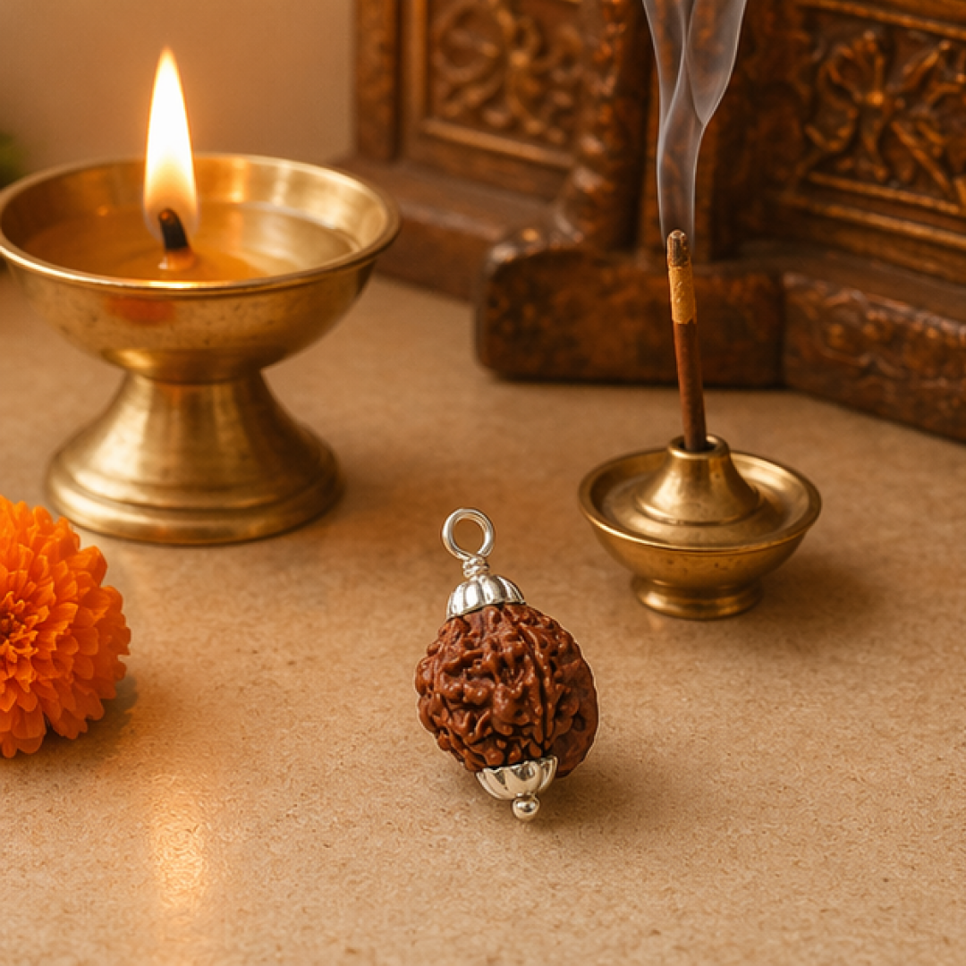 Original Ganesh Rudraksha Nepali – Rare Vighnaharta Bead for Obstacle Removal (Without Cap / Golden Cap / White Cap)