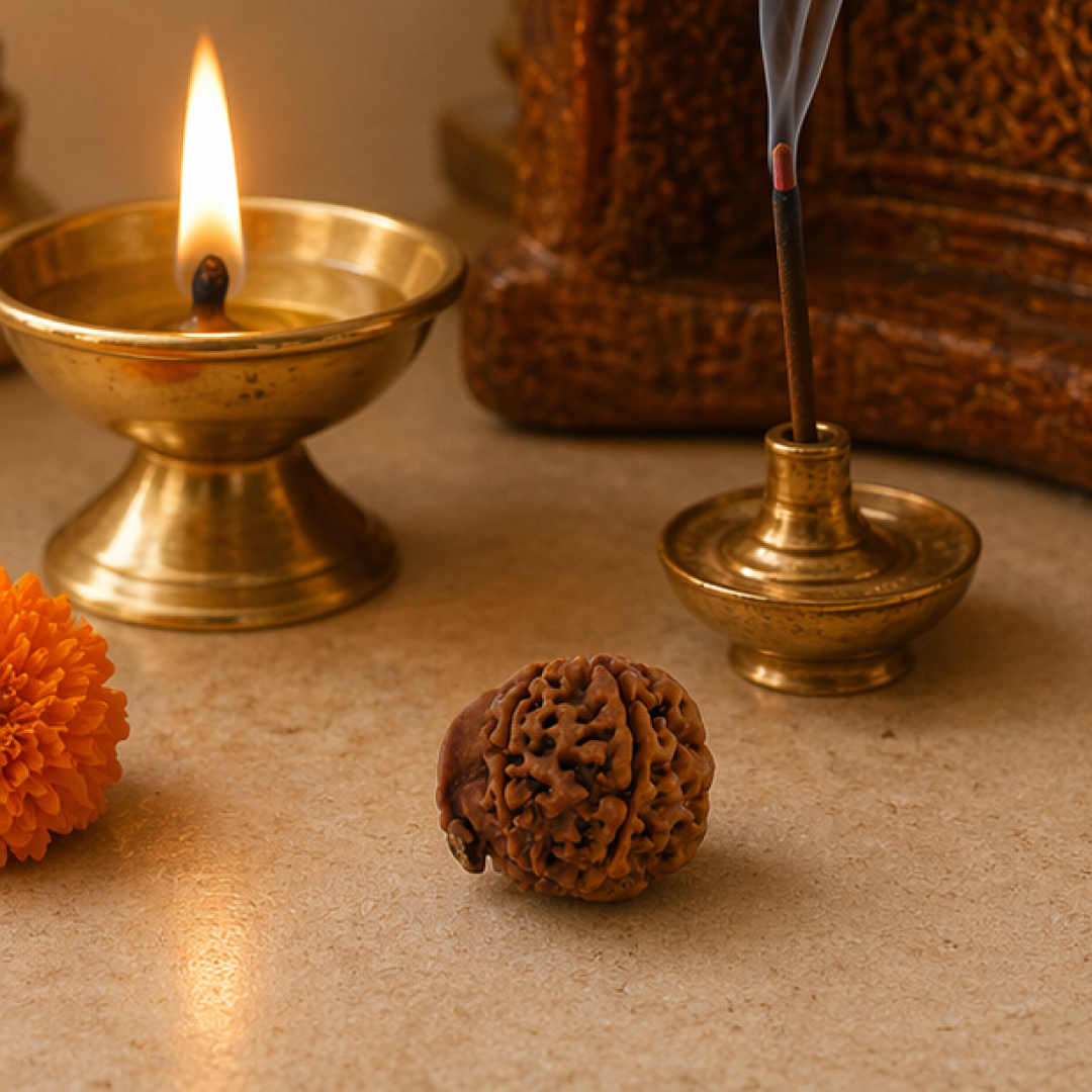 Original Ganesh Rudraksha Nepali – Rare Vighnaharta Bead for Obstacle Removal (Without Cap / Golden Cap / White Cap)