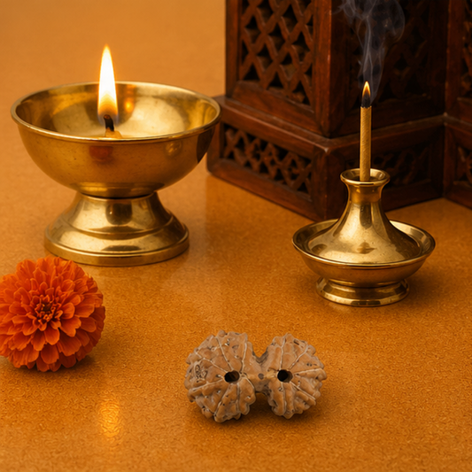 Original Gauri Shankar Rudraksha Java – Shiv Shakti Divine Union Bead (Without Cap / Golden Cap / White Cap)
