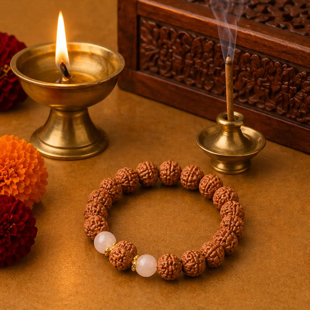 Gaurishankar Rudraksha Bracelet (Java 1 Bead) – Natural Shiva Parvati Rudraksha Wrist Bracelet for Harmony, Unity & Relationship Balance