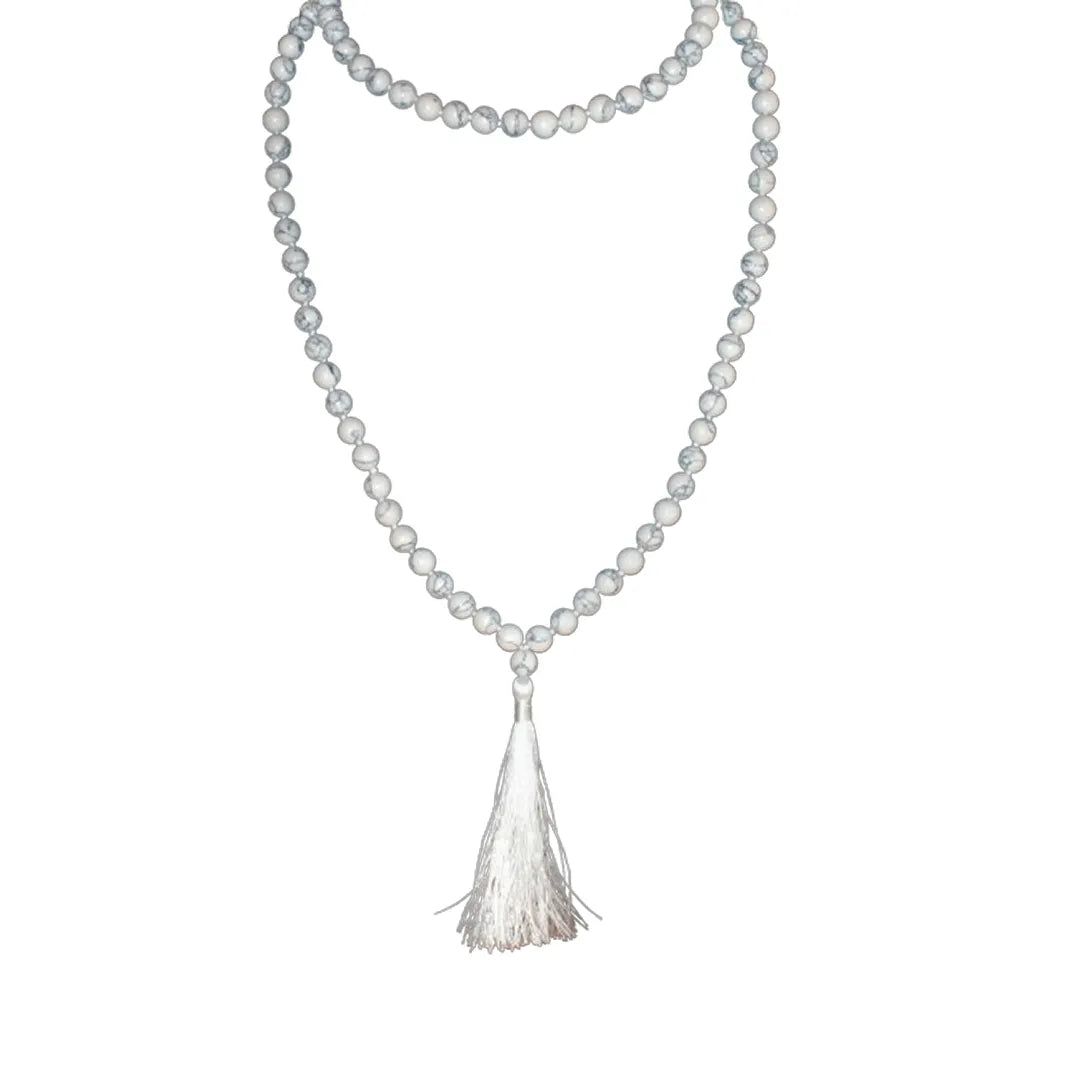 Natural Howlite Gemstone Mala – White Howlite Jap Mala for Calmness, Patience & Spiritual Awareness (108 Beads)