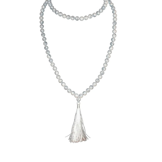 Natural Howlite Gemstone Mala – White Howlite Jap Mala for Calmness, Patience & Spiritual Awareness (108 Beads)