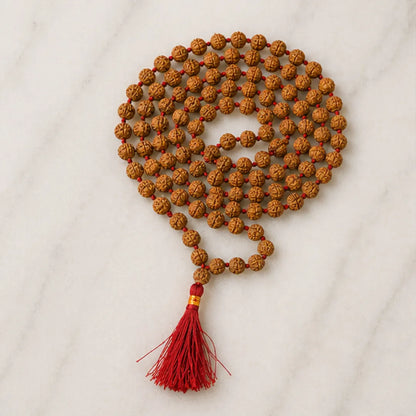 Medicated Rudraksha Mala (5mm / 6mm / 7mm / 8mm) – 108 Bead Energized Rudraksha Jap Mala for Protection, Discipline & Spiritual Practice