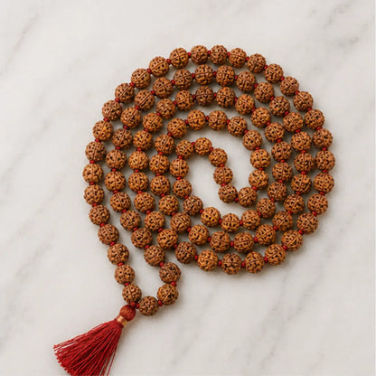 Medicated Rudraksha Mala (5mm / 6mm / 7mm / 8mm) – 108 Bead Energized Rudraksha Jap Mala for Protection, Discipline & Spiritual Practice